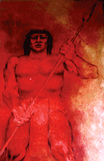 Painting of a Mayan warrior,  photo taken in Merida Mexico by Jim McPherson, 2010