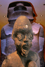 Tariqartha from Paris, Moai from British Museum, collage and photos by Jim McPherson