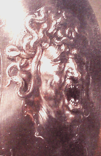 Medusa's Head on Athena's shield, painting spotted in