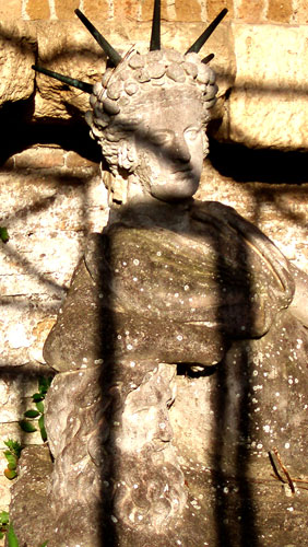 Close up of head the Great Mother is using as an armrest, photo by Jim McPherson, 2009