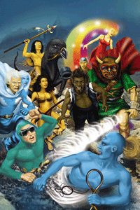 Unfinished cover for Damnation Brigade graphic novel, art by Ian Bateson and Chris Chuckry, 2012