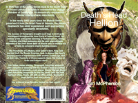 Front and back cover for The Death's Head Hellion, artwork prepared by Jim McPherson, 2010
