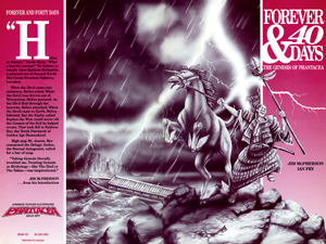 Front and back cover for 4ever40, art by Ian Fry and Ian Bateson, 1990