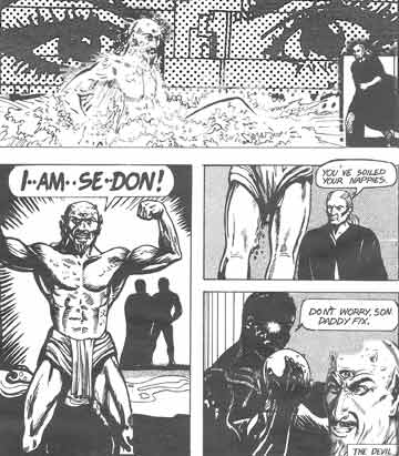 The birth of Sedon, artwork by Ian Fry, ca 1987