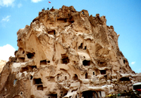 Hoodoo housing spotting in Cappadocia, photo by Jim McPherson, 2003