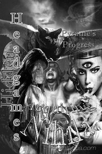 Black and white collage prepared for interior of Hidden Headgames, by Jim McPherson, 2017